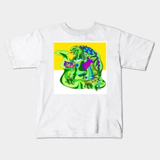 tortoise gamera beast kaiju in ecopop mexican patterns art Kids T-Shirt